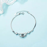925 Silver Love Heart Chain Bracelet 100 Languages I Love You Projection