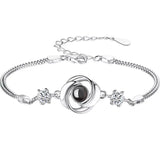 925 Silver Love Heart Chain Bracelet 100 Languages I Love You Projection