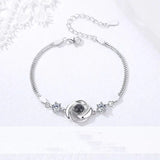 925 Silver Love Heart Chain Bracelet 100 Languages I Love You Projection