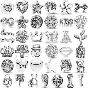 925 Sterling Silver Heart Shell Snowflake Bear Star Butterfly Charm