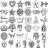 925 Sterling Silver Heart Shell Snowflake Bear Star Butterfly Charm