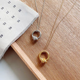 925 Sterling Silver Love Knot Open Circle Clavicle Choker Necklace Pendant