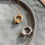 925 Sterling Silver Love Knot Open Circle Clavicle Choker Necklace Pendant