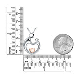 925 Silver Mother & Child Pendant Necklace Heart Family Jewelry