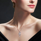 925 Silver Love Music Pendant Necklace with Zirconia for Women