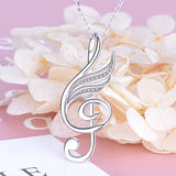 925 Silver Love Music Pendant Necklace with Zirconia for Women