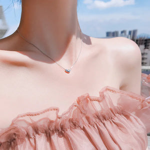 925 Silver Love Necklace Rose Pendant Clavicle Chain