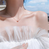 925 Silver Love Necklace Rose Pendant Clavicle Chain