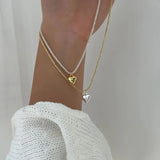 925 Silver Love Necklace Small Pendant Clavicle Chain Wedding Jewelry
