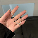 925 Silver Love Necklace Small Pendant Clavicle Chain Wedding Jewelry