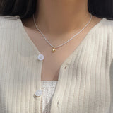 925 Silver Love Necklace Small Pendant Clavicle Chain Wedding Jewelry