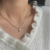 925 Silver Love Necklace Small Pendant Clavicle Chain Wedding Jewelry