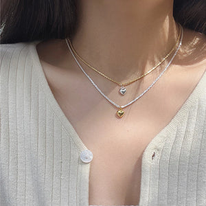 925 Silver Love Necklace Small Pendant Clavicle Chain Wedding Jewelry