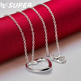 925 Silver Love Heart Pendant Necklace 18 Inch Chain Wedding Engagement Jewelry
