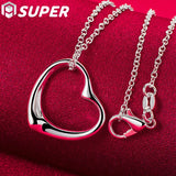 925 Silver Love Heart Pendant Necklace 18 Inch Chain Wedding Engagement Jewelry