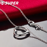 925 Silver Love Heart Pendant Necklace 18 Inch Chain Wedding Engagement Jewelry