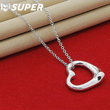 925 Silver Love Heart Pendant Necklace 18 Inch Chain Wedding Engagement Jewelry