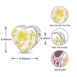 925 Silver Sunflower Love Charm Beads for Bracelet