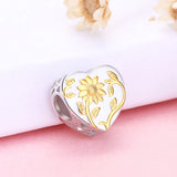 925 Silver Sunflower Love Charm Beads for Bracelet