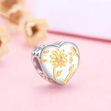 925 Silver Sunflower Love Charm Beads for Bracelet