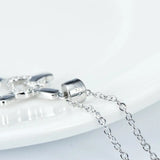 925 Silver Love Crystal Cross Necklace Religious Pendant