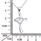 925 Silver Love Crystal Cross Necklace Religious Pendant