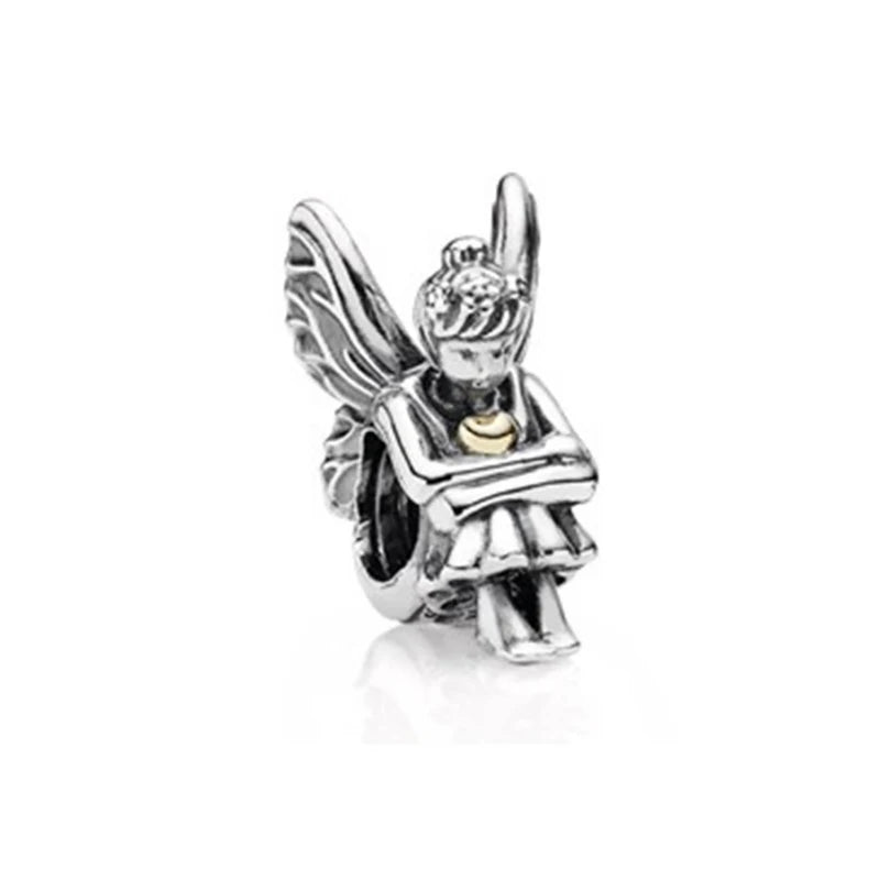 925 Silver Family Heart Charm Inlaid Crystal Bead