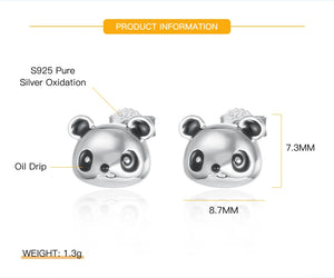 925 Sterling Silver Panda Stud Earrings for Girls