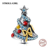 925 Silver Christmas Tree Charms Beads for Bracelet DIY Jewelry