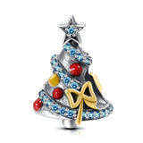 925 Silver Christmas Tree Charms Beads for Bracelet DIY Jewelry