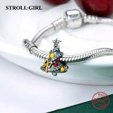 925 Silver Christmas Tree Charms Beads for Bracelet DIY Jewelry
