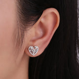 925 Silver Heart Stud Earrings Tree of Life Jewelry for Women