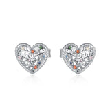 925 Silver Heart Stud Earrings Tree of Life Jewelry for Women