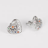 925 Silver Heart Stud Earrings Tree of Life Jewelry for Women