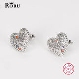 925 Silver Heart Stud Earrings Tree of Life Jewelry for Women