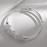 925 Sterling Silver Heart Bracelet Wedding Jewelry Holiday Gift
