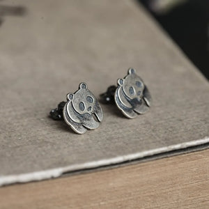 925 Silver Panda Stud Earrings Vintage Wedding Jewelry