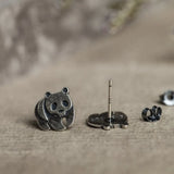 925 Silver Panda Stud Earrings Vintage Wedding Jewelry