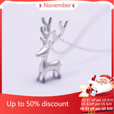 925 Silver Deer Necklace Pendant for Women Gift