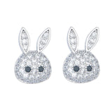 925 Silver rabbit Stud Earrings Women Lady Jewelry