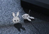 925 Silver rabbit Stud Earrings Women Lady Jewelry