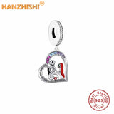 925 Silver Loving Skull Heart Dangle Charms Beads for Bracelet Necklace