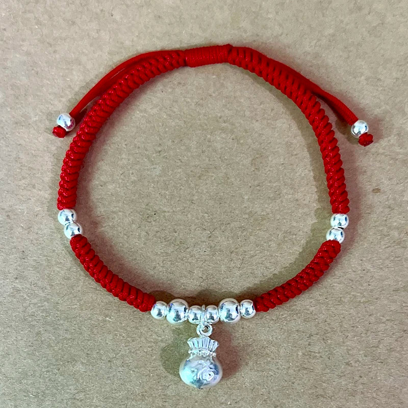 925 Silver Lucky Bag Charm Bracelet Women Fine Jewelry