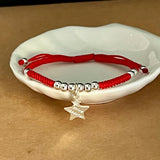 925 Silver Lucky Ball Star Bracelets Red Rope Fine Jewelry