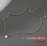925 Silver Beanie Letter Necklace Women Ins Asymmetry Short Chain