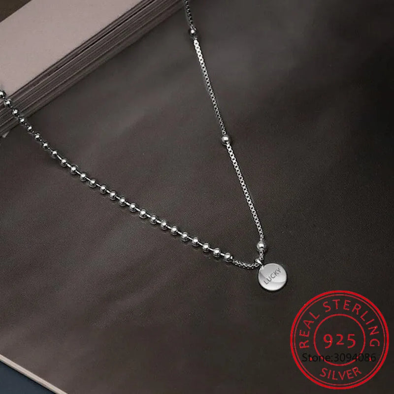 925 Silver Beanie Letter Necklace Women Ins Asymmetry Short Chain