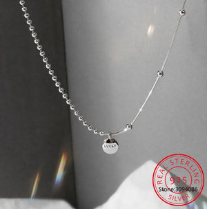925 Silver Beanie Letter Necklace Women Ins Asymmetry Short Chain
