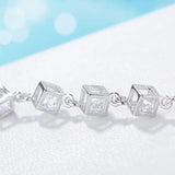 925 Sterling Silver Lucky Bracelets Cuff Cube Box charm Chain Bangle