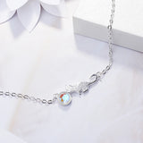 925 Silver Lucky Bracelets Moonlight Stone Cat Chain Bangle
