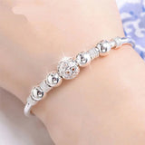925 Silver Lucky Charm Bracelet Cuff For Women Bangles Jewelry Christmas